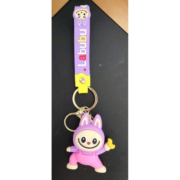 2 LABUBU Monsters Key Chains Anime Accessories - NWOT Purple Brown Backpack Clip - Picture 3 of 4